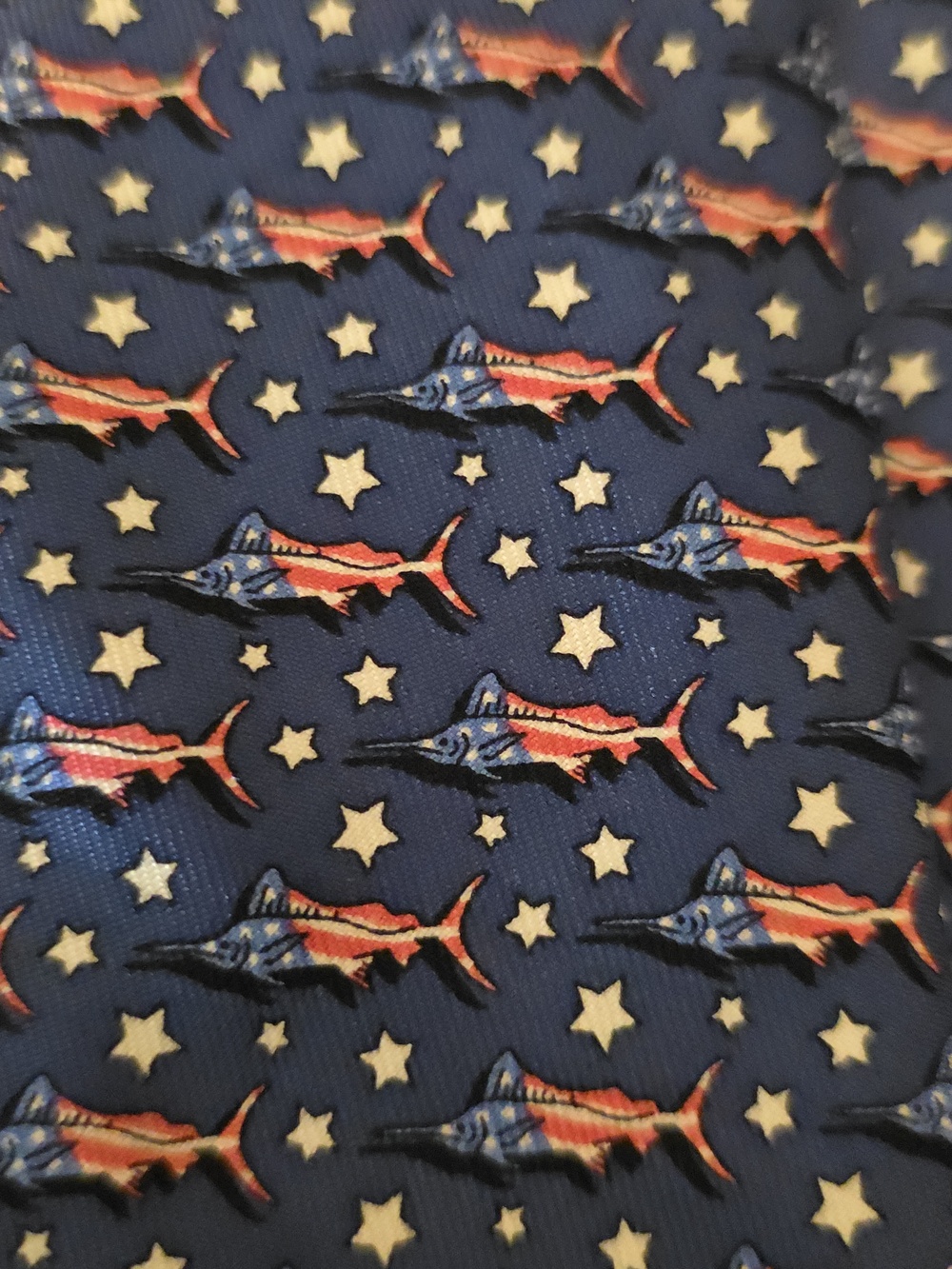 VINEYARD VINES 2017 American Flag Sharks & Stars Americana Blue Silk Tie